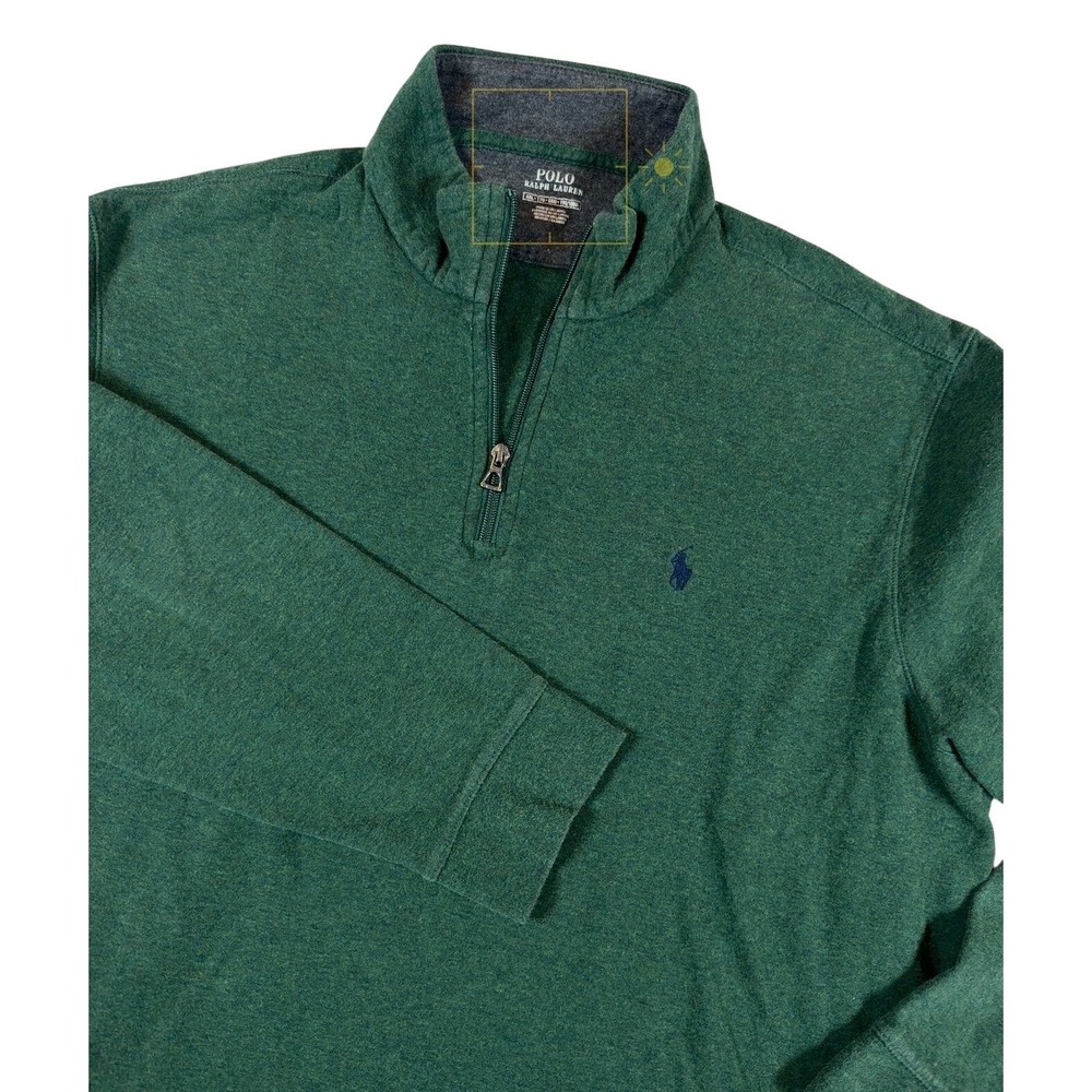 Polo Ralph Lauren Mens XXL Green Quarter Zip Pullover Sweatshirt Pony Logo